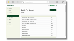VinoCheck Bottle Fee Report